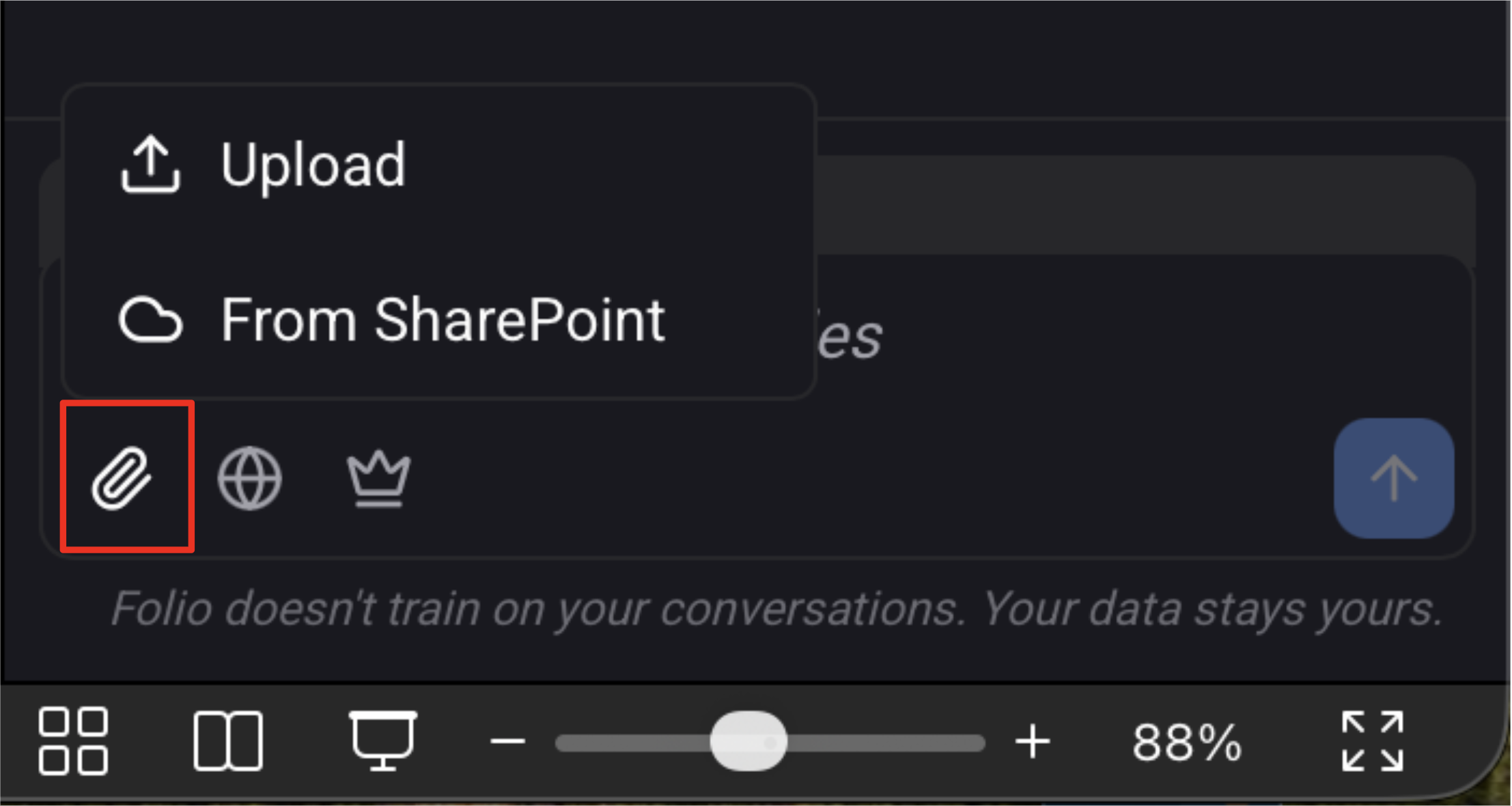 Uploading documents from a local machine or a connected SharePoint.